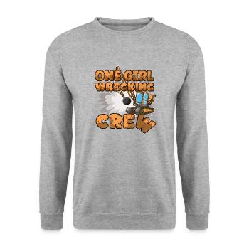 Bagger Baustelle Bauarbeiterin Mädchen I Geschenk - Unisex Pullover - Weißgrau meliert - Vorne - Alina (178cm) & Michal (187cm)