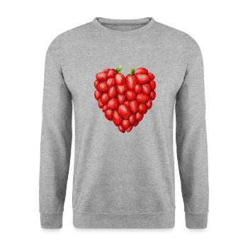I love ... Strawberries - Unisex Pullover - Weißgrau meliert - Vorne - Alina (178cm) & Michal (187cm)