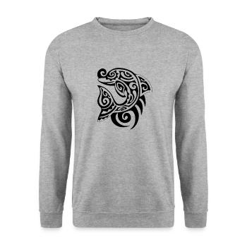 Maori dolphin8 black - Unisex Sweatshirt - salt & pepper - Front - Alina (178cm) & Michal (187cm)