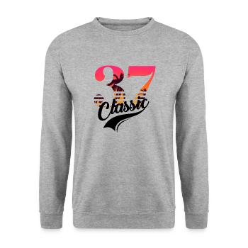Vintage 1937-37e anniversaire - Sweat-shirt Unisexe - gris chiné - Devant - Alina (178cm) & Michal (187cm)
