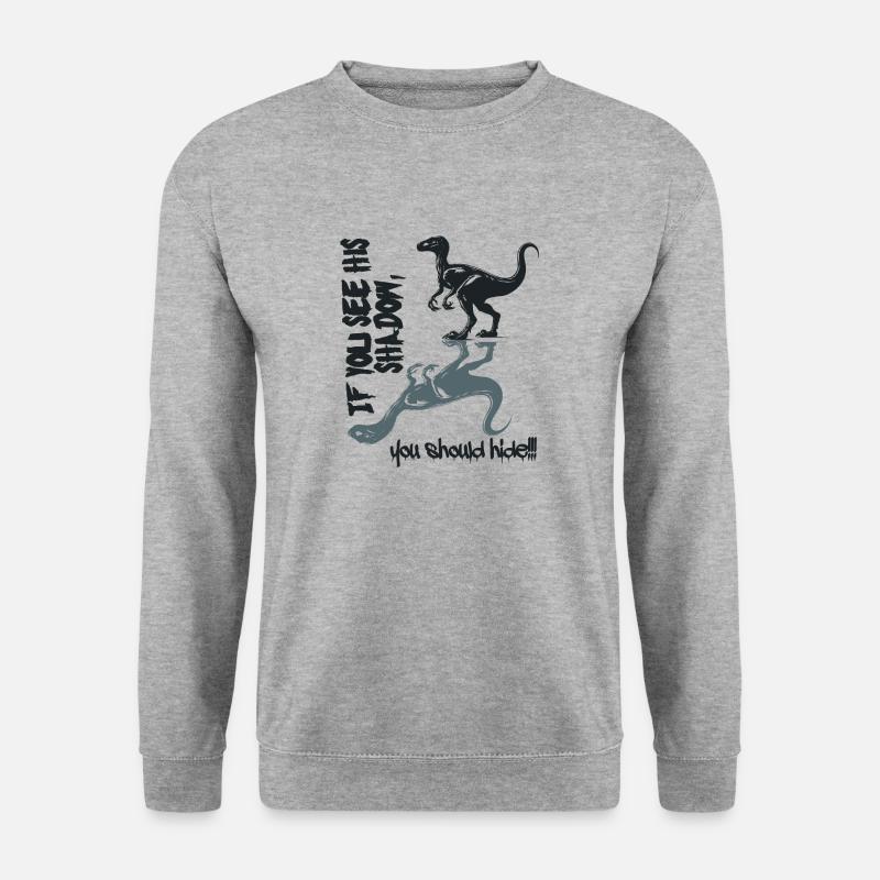 Velociraptor besser verstecken, Dino - Unisex Pullover - Weißgrau meliert