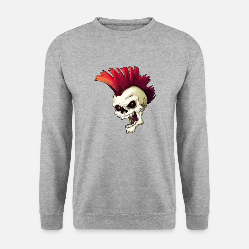 Punk Skull - Unisex Pullover - Weißgrau meliert
