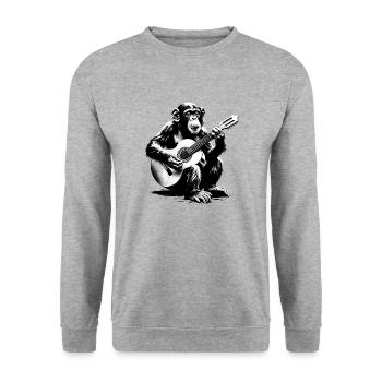 Monkey Orchestra Guitare Street Art Banksy Style - Sweat-shirt Unisexe - gris chiné - Devant - Alina (178cm) & Michal (187cm)