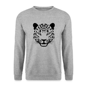 Leopard - Unisex Pullover - Weißgrau meliert - Vorne - Alina (178cm) & Michal (187cm)