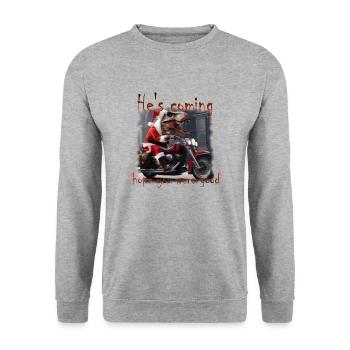 T Rex Santa Claus - Unisex Sweatshirt - salt & pepper - Front - Alina (178cm) & Michal (187cm)