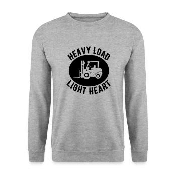Lustiges Zitat eines Gabelstaplerfahrers - Unisex Pullover - Weißgrau meliert - Vorne - Alina (178cm) & Michal (187cm)