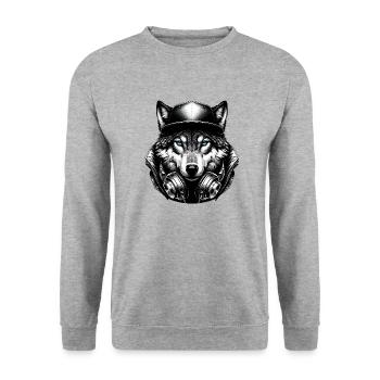Urbaner Wolf - Unisex Pullover - Weißgrau meliert - Vorne - Alina (178cm) & Michal (187cm)