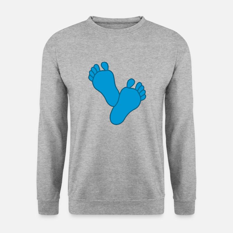 Baby Füße Junge - Unisex Pullover - Weißgrau meliert