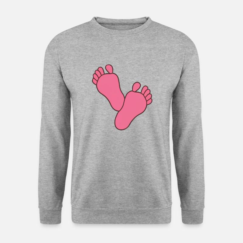 Baby Füße Mädchen - Unisex Pullover - Weißgrau meliert