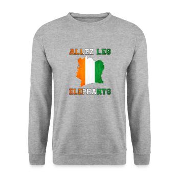 Allez Les Éléphant Maillot de Pied Côte d'Ivoire - Sweat-shirt Unisexe - gris chiné - Devant - Alina (178cm) & Michal (187cm)