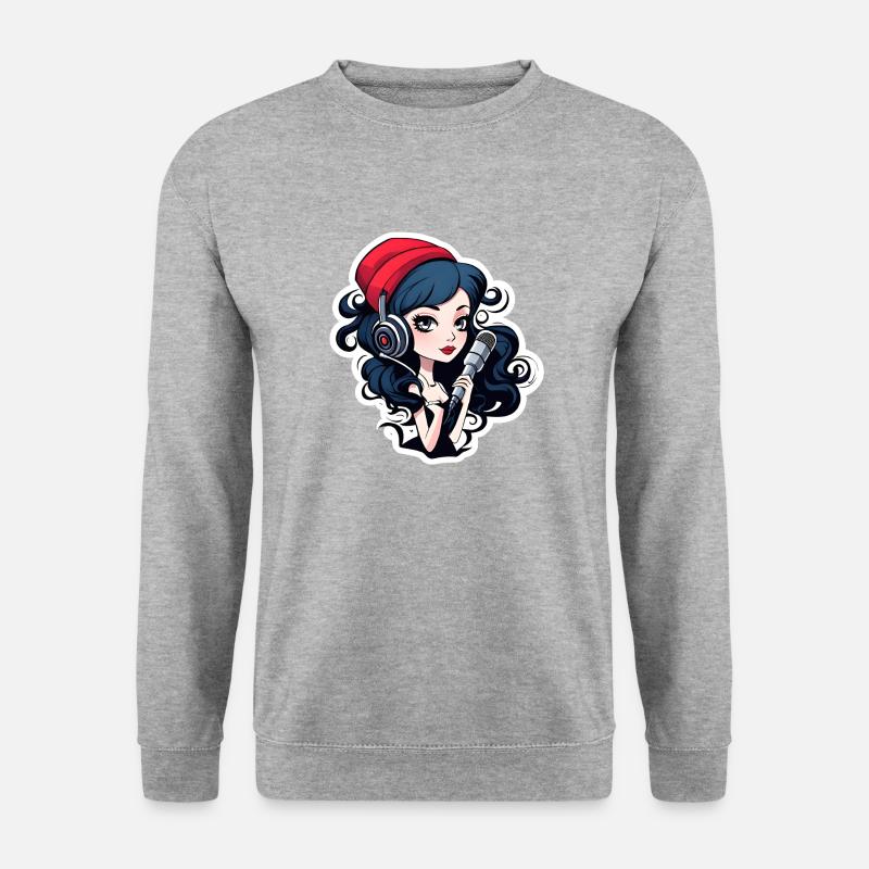 black headed gothic streamer with microphone - Unisex Pullover - Weißgrau meliert