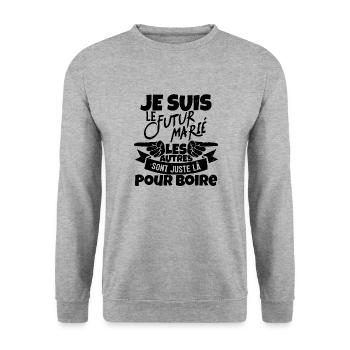 Futur Marié - Sweat-shirt Unisexe - gris chiné - Devant - Alina (178cm) & Michal (187cm)
