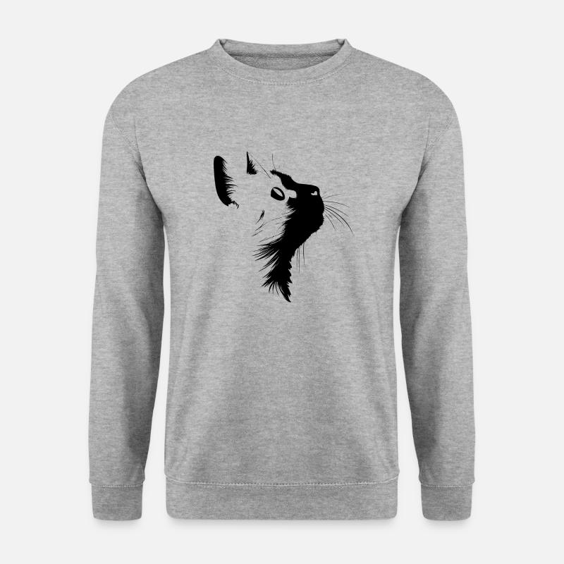 Katze, Katzenmotiv, Katzengesicht - Unisex Pullover - Weißgrau meliert