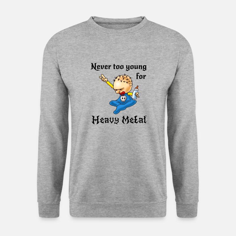 Heavy metal Babe - Never too young for Heavy metal - Unisex Pullover - Weißgrau meliert
