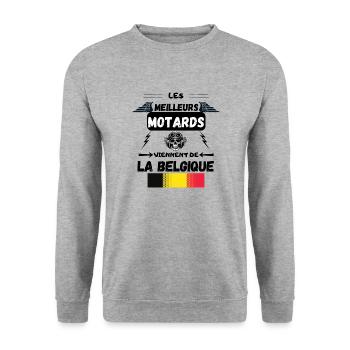 THE BEST BIKERS COME FROM BELGIUM - Unisex Sweatshirt - salt & pepper - Front - Alina (178cm) & Michal (187cm)