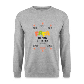 papa tu peux le faire naissance bébé - Sweat-shirt Unisexe - gris chiné - Devant - Alina (178cm) & Michal (187cm)