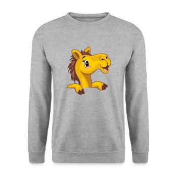 Happy peeking baby camel - Unisex Sweatshirt - salt & pepper - Front - Alina (178cm) & Michal (187cm)