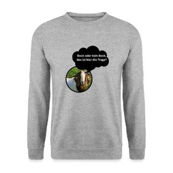 Fun Shirt "Bock oder kein Bock..." - Unisex Pullover - Weißgrau meliert - Vorne - Alina (178cm) & Michal (187cm)