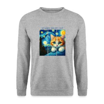 Starry Night Cat - Unisex Sweatshirt - salt & pepper - Front - Alina (178cm) & Michal (187cm)