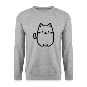 Katze - Unisex Pullover - Weißgrau meliert - Vorne - Alina (178cm) & Michal (187cm)