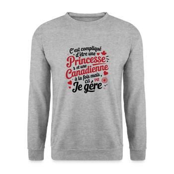 Princesse Canadienne - Fierté Rouge - Sweat-shirt Unisexe - gris chiné - Devant - Alina (178cm) & Michal (187cm)
