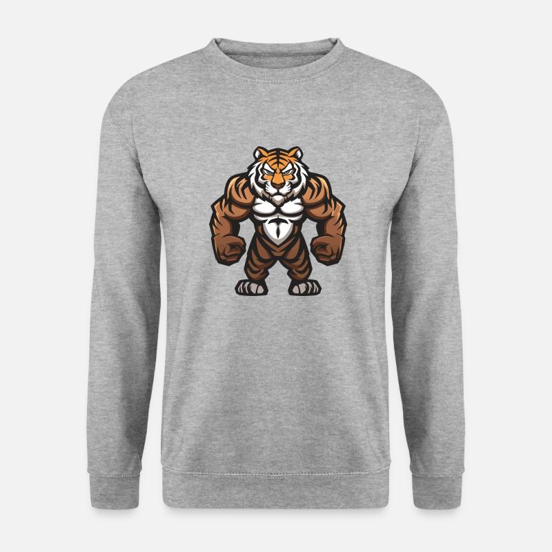 tiger stark - Unisex Pullover - Weißgrau meliert