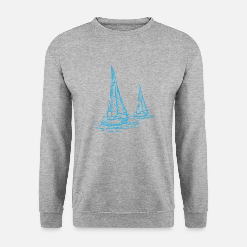 Segelboote Segeln Geschenkidee - Unisex Pullover - Weißgrau meliert