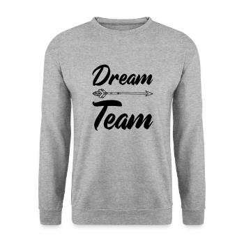 dream team - Unisex Pullover - Weißgrau meliert - Vorne - Alina (178cm) & Michal (187cm)