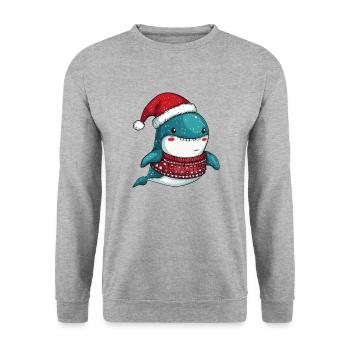 Wal Weihnachten - Unisex Pullover - Weißgrau meliert - Vorne - Alina (178cm) & Michal (187cm)