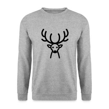 Weihnachtsrentiere - Unisex Pullover - Weißgrau meliert - Vorne - Alina (178cm) & Michal (187cm)