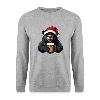 Bear Christmas Beer - Unisex Sweatshirt - salt & pepper - Front - Alina (178cm) & Michal (187cm)
