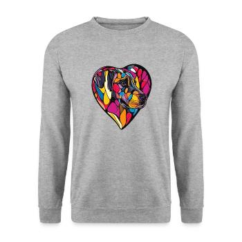 Dogue Allemand Chien Coeur Amour Chien - Sweat-shirt Unisexe - gris chiné - Devant - Alina (178cm) & Michal (187cm)