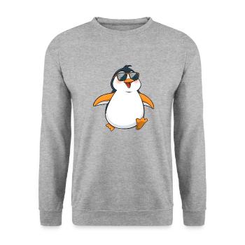 Stylish Penguin with Yellow Feet and Sunglasses - Unisex Sweatshirt - salt & pepper - Front - Alina (178cm) & Michal (187cm)