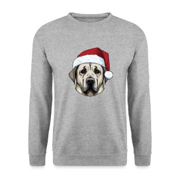 Kangal Hund Kopf Weihnachten Portät - Unisex Pullover - Weißgrau meliert - Vorne - Alina (178cm) & Michal (187cm)