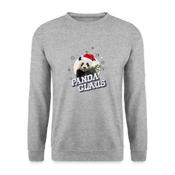 Panda Claus - Unisex Pullover - Weißgrau meliert - Vorne - Alina (178cm) & Michal (187cm)