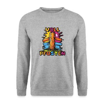 Vollpfosten - Unisex Pullover - Weißgrau meliert - Vorne - Alina (178cm) & Michal (187cm)