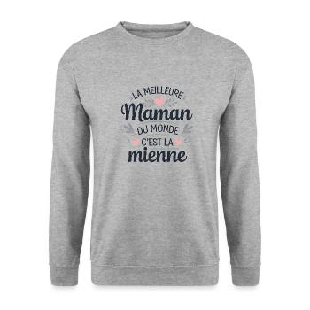 Die beste Mutter der Welt - Einzigartiges Weihnachtsdesign - Unisex Pullover - Weißgrau meliert - Vorne - Alina (178cm) & Michal (187cm)