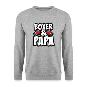 Papa Boxer Geschenk - Unisex Pullover - Weißgrau meliert - Vorne - Alina (178cm) & Michal (187cm)