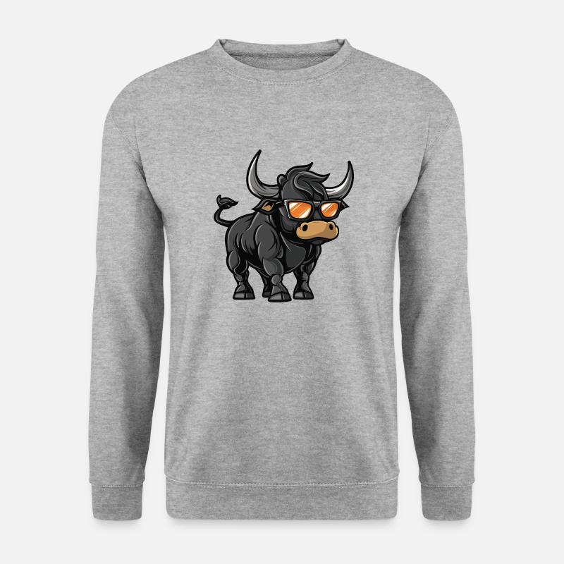 Stier Comic Cool - Unisex Pullover - Weißgrau meliert