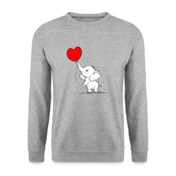 Elephant Heart Balloon - Unisex Sweatshirt - salt & pepper - Front - Alina (178cm) & Michal (187cm)