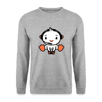 Bird Playing Gamer Nerd Console Headset Controller - Unisex Sweatshirt - salt & pepper - Front - Alina (178cm) & Michal (187cm)