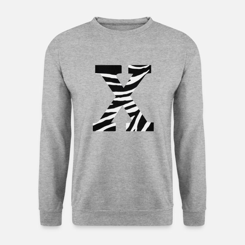Buchstabe x Zebra - Unisex Pullover - Weißgrau meliert