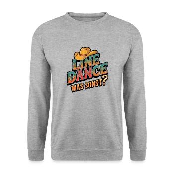 Line Dance Was sonst? Ich bin Line Dancer - Unisex Pullover - Weißgrau meliert - Vorne - Alina (178cm) & Michal (187cm)