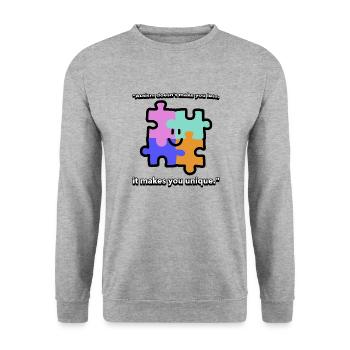 T-shirt de citation sur l’autisme - Sweat-shirt Unisexe - gris chiné - Devant - Alina (178cm) & Michal (187cm)