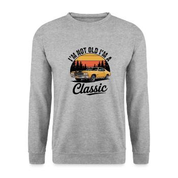 I'm Not Old I'm A Classic Vintage Car - Unisex Sweatshirt - salt & pepper - Front - Alina (178cm) & Michal (187cm)