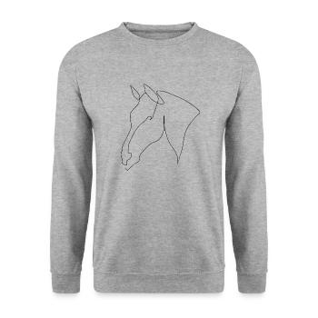 Minimal Horse Head Warmblood Black - Unisex Sweatshirt - salt & pepper - Front - Alina (178cm) & Michal (187cm)