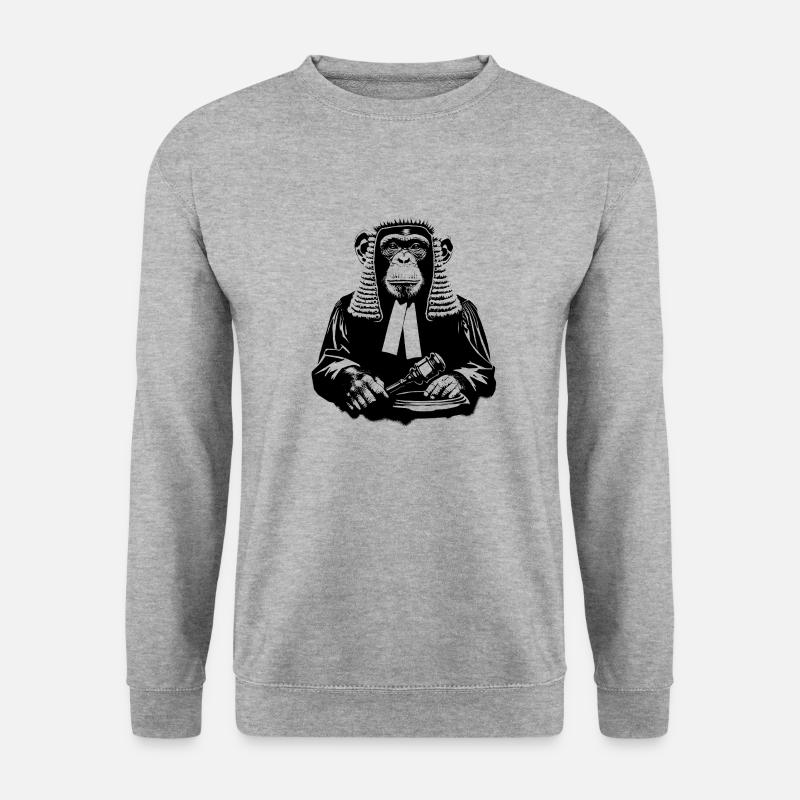 Richter Affe - Unisex Pullover - Weißgrau meliert