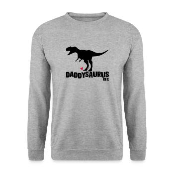 Father's Day Gift Idea daddysaurus - fathers day - Unisex Sweatshirt - salt & pepper - Front - Alina (178cm) & Michal (187cm)