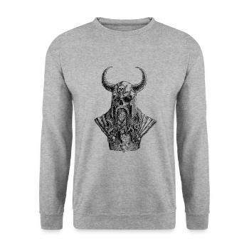 Wikinger - Unisex Pullover - Weißgrau meliert - Vorne - Alina (178cm) & Michal (187cm)