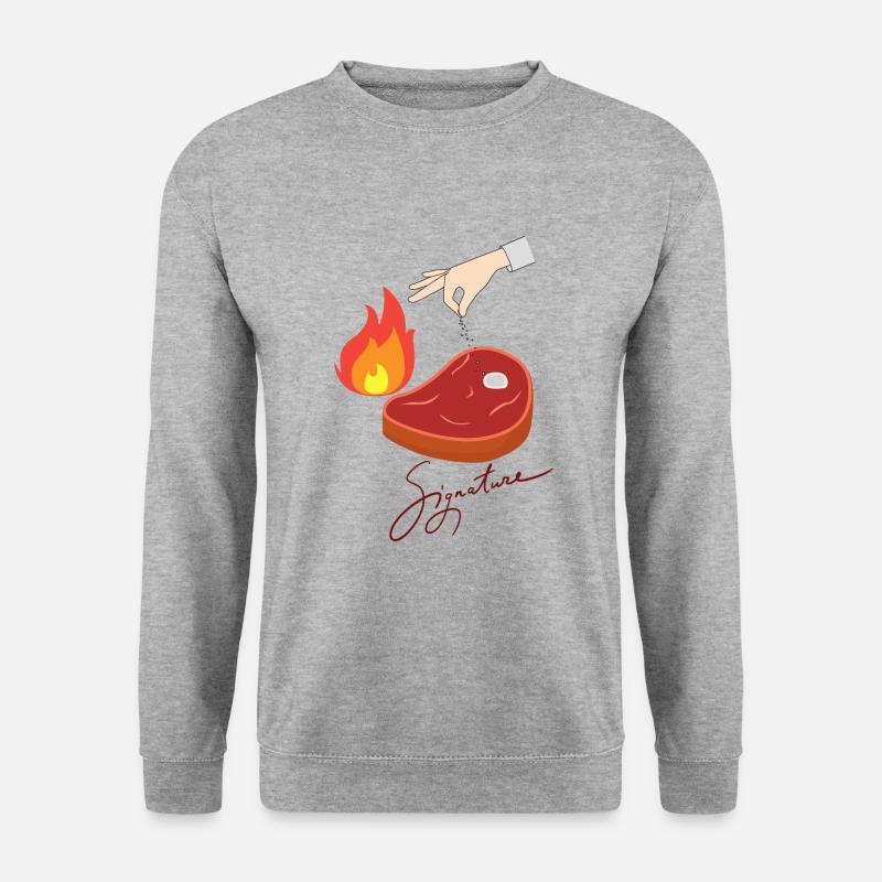 Cooking-Salt-Steak-Wow - Unisex Pullover - Weißgrau meliert